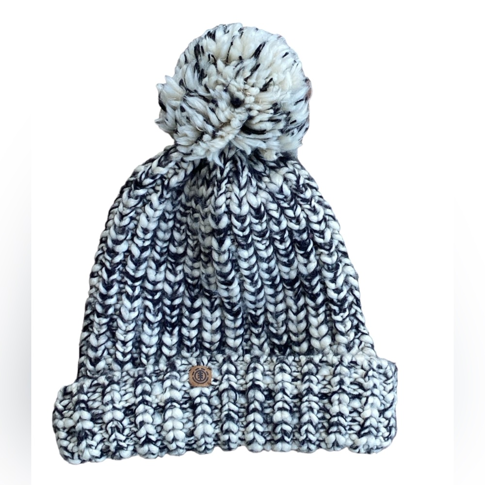 Element Eden Snow Beanie Hat Black & Tan Knit. Camping Skiing Great Condition!